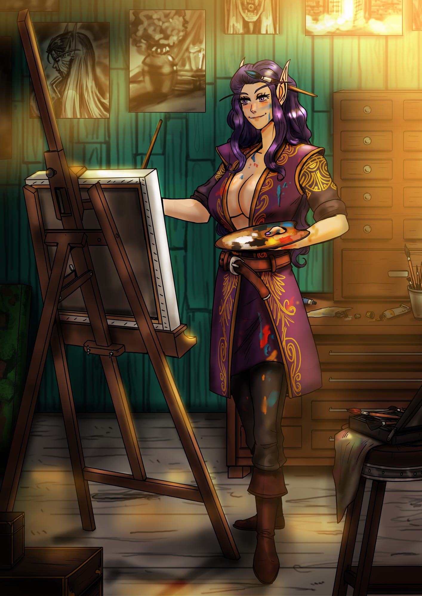 The Painter.
[Current IC time; Quel'Danil Lodge, The Hinterlands]

Artist: @bfporker on Fiverr
