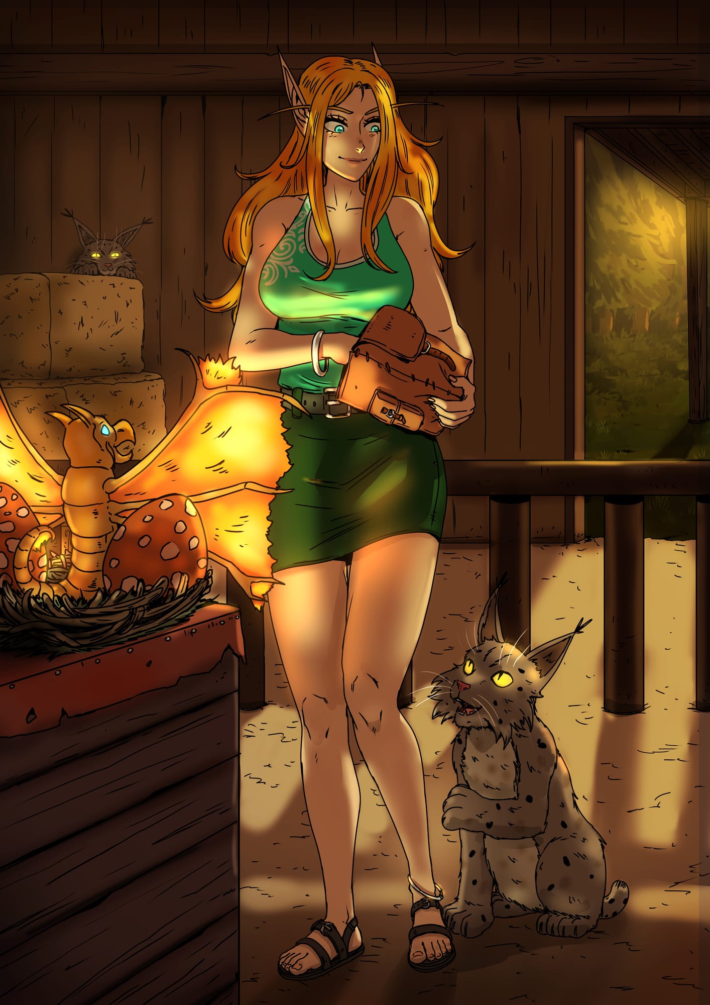 Friend of Animals.
[Current IC time; In Quel'Danil Lodge]

Artist: @bfporker on Fiverr