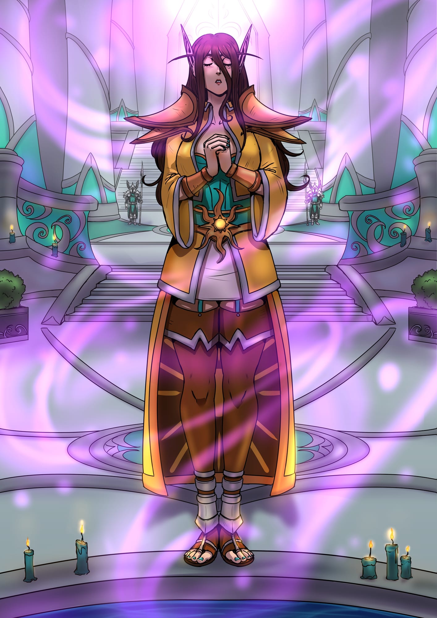 The Sunpriestess. [Appoximately 50 years go IC; The Sunwell, Isle of Quel'Danas] Artist: @bfporker on Fiverr