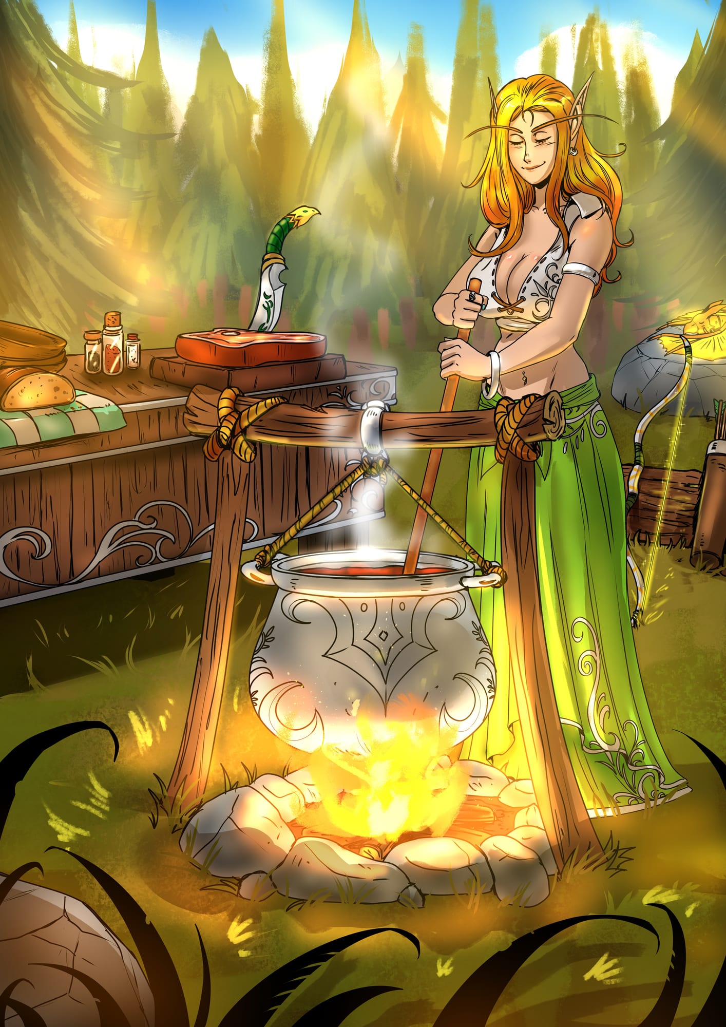 Cooking for the Family.
[Current IC time; in Quel'Danil Lodge]

Artist: @bfporker on Fiverr