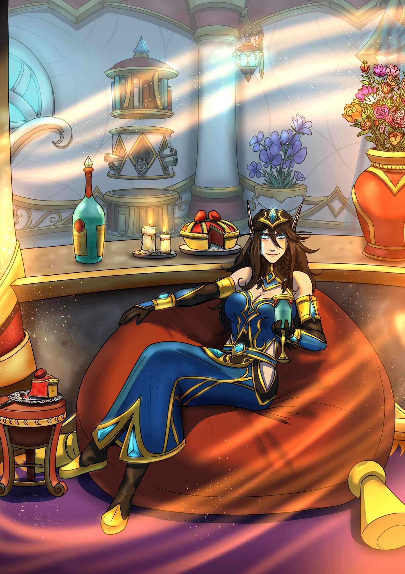 Nobility. [Current IC time; Ansana Estate, Sunstrider Vale, Quel'Thalas.] Artist: @bfporker on Fiverr