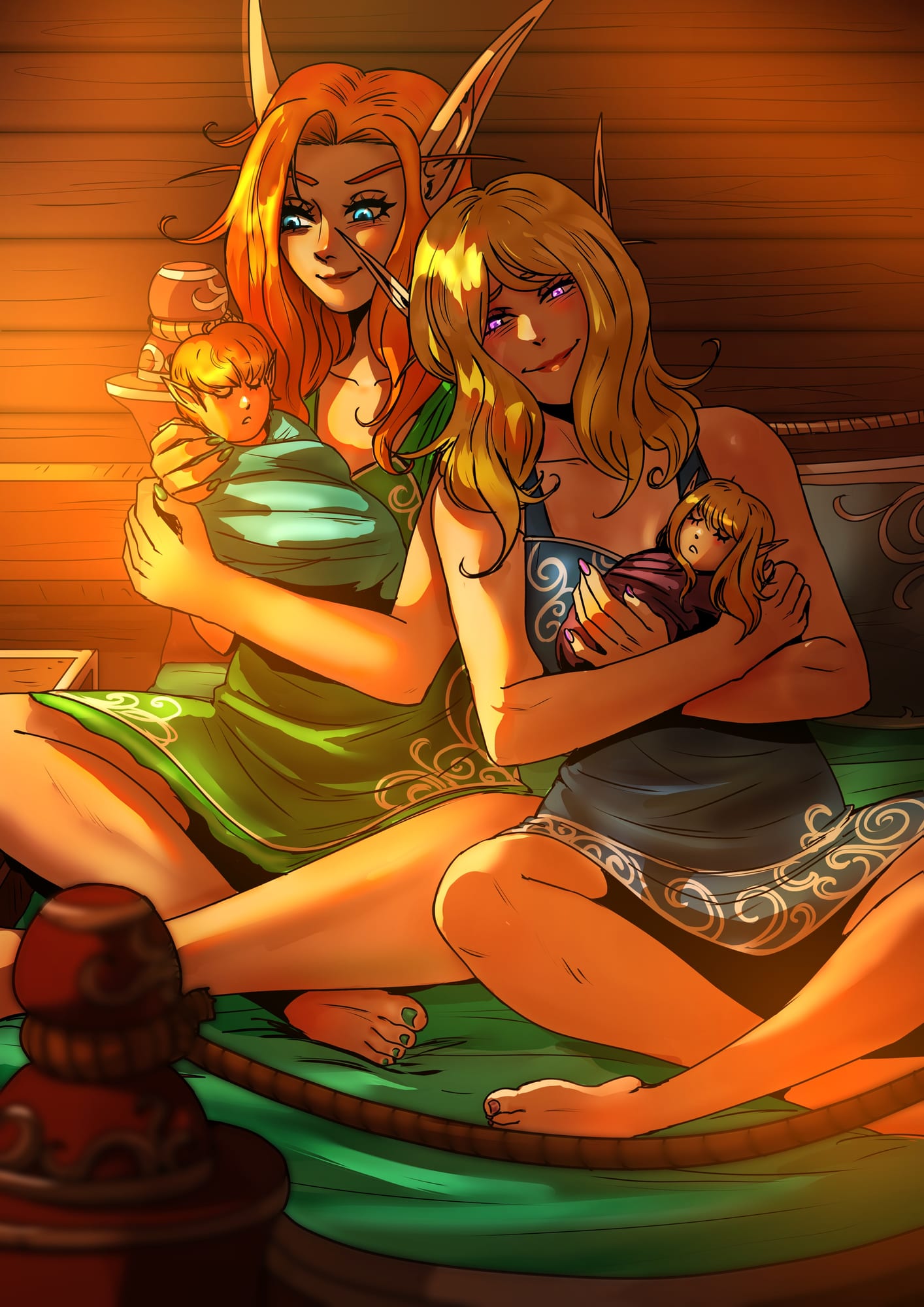 Happy Family. [Current IC time; In Stormsong Valley; With Zarilia Ansanë, Enthoras Ansanär and Linnea Ansana] Artist: @bfporker on Fiverr