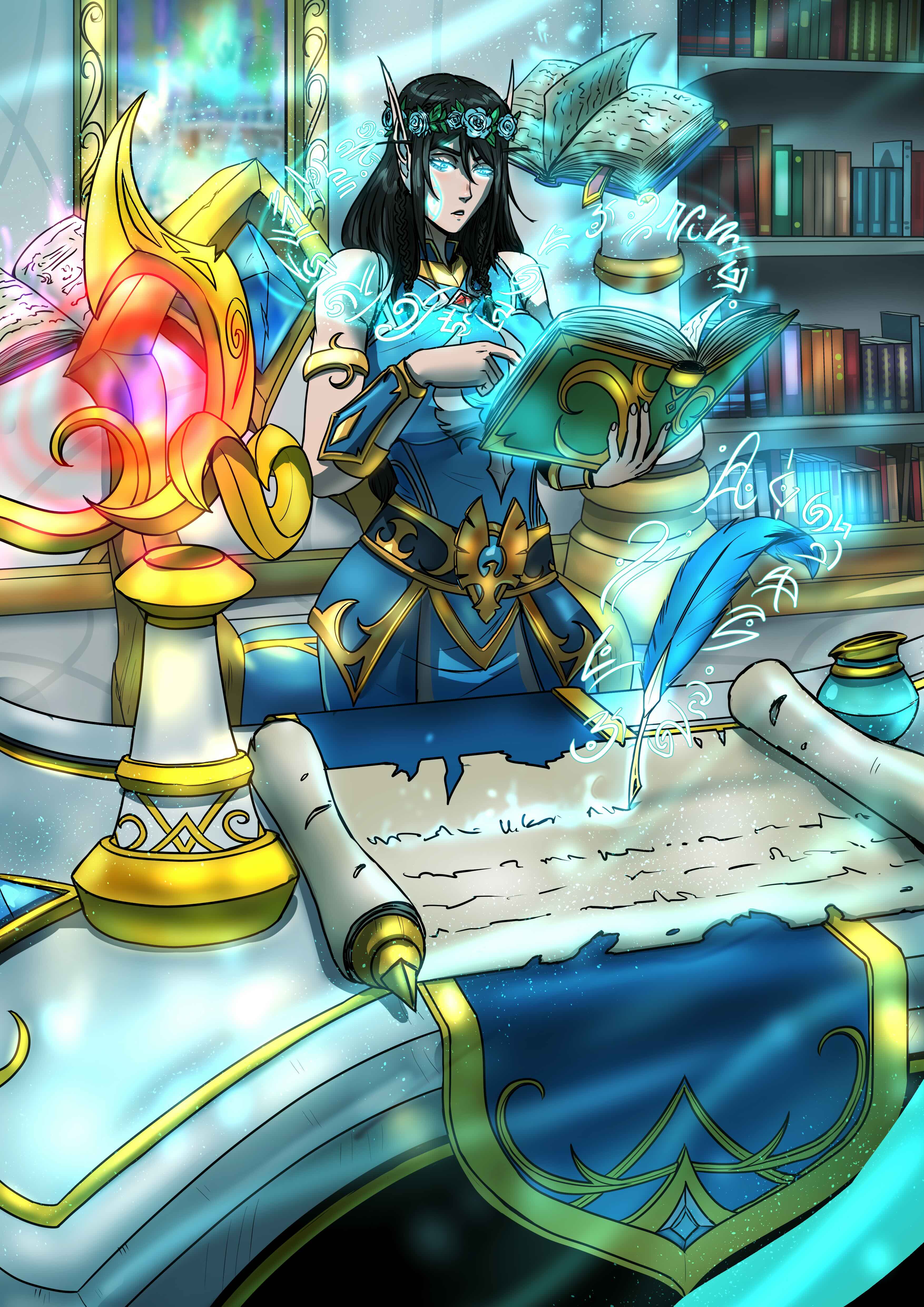 Magic. [Current IC time; Ansana Estate, Sunstrider Vale, Quel'Thalas.] Artist: @bfporker on Fiverr